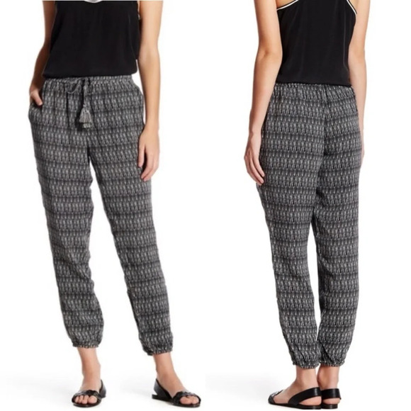 JOIE 100% Silk Jourdana Printed Beachy Boho Flowy Tassel Tie Joggers - Picture 1 of 11